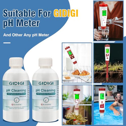 pH Cleaning Solution 250 ml x 2 and pH Electrodes Storage Solution | pH Meter Electrode Conductivity Probe Cleaner - color: White