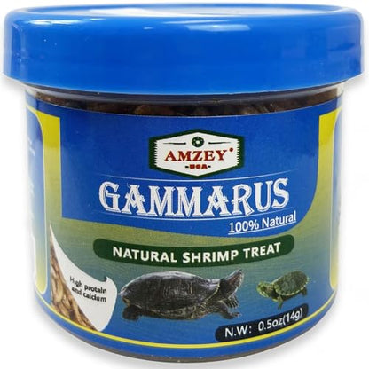 Amzey 0.5oz Sun Dried Baby Shrimp for Turtles - 100% Natural Dried Red Shrimp Fish Food, High Protein Gammarus, Food for All Aquatic Fish, Turtles, Frog, and Newts