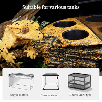 La La Pet®Magnetic Reptile Feeder Ledge with 4Pcs Cups Crested Gecko Feeding Bowls Removable Fruit Mud Basin for Bearded Dragon Snake Lizard Chameleon