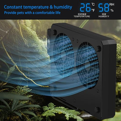 Reptile Fan & Terrarium Dehumidifier – Smart Dual-Row Humidity Fan for Reptile Tank, Snake, Gecko, Bearded Dragon Enclosure