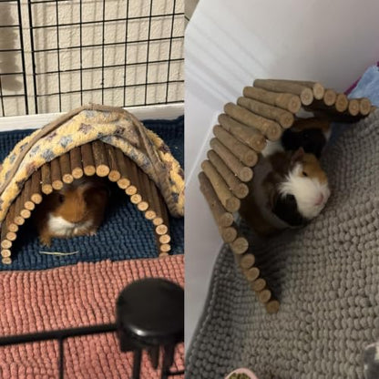 kathson Wooden Hamster Bridge,Guinea Pig Wood Ladder Bendable Tunnel Hideout Hut Small Animal Climbing Toys for Ferret Hedgehog Chinchilla Mice Rat Gerbil Baby Rabbit(19.6 x 6.0 in) - size: M (15.7 x 6.0 inches)