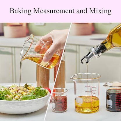 3 Piece High Borosilicate Glasss Liquid Measuring Cups, Includes 150ml(5OZ),250ml(8OZ),and 500ml(16OZ), Dishwasher, Freezer, Microwave, and Preheated Oven Safe, Essential Kitchen Tools - size: 150ml/250ml/500ml (5oz/8oz/16oz)