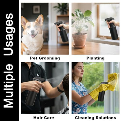 16.9oz/500ml Plastic Spray Bottles 1 Pack, Adjustable Mist/Stream | Refillable heavy duty spray containers for plants, cooking, hair care and household cleaning - color: 16.9oz-Black