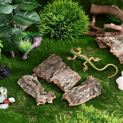 Zerodeko Reptile Cork Bark Decor 10Pc Tree Bark for Reptile Lizard Climbing Turtle Basking Platform Terrarium Decorations 3.93 X 3.54 X 0.19 in for Lizards Spiders Hamster