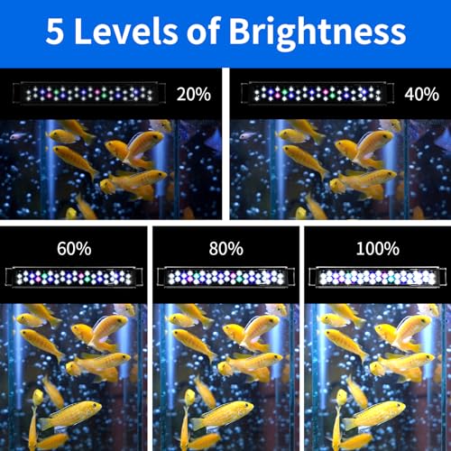 AQUANEAT LED Aquarium Light for 16 to 20 Inch Fish Tank, Auto On Off with Timer, Full Spectrum, Adjustable Brightness, Daylight Moonlight Mode, for Fresh Water Low-to-Mid Light Plants - size: 16"-20"
