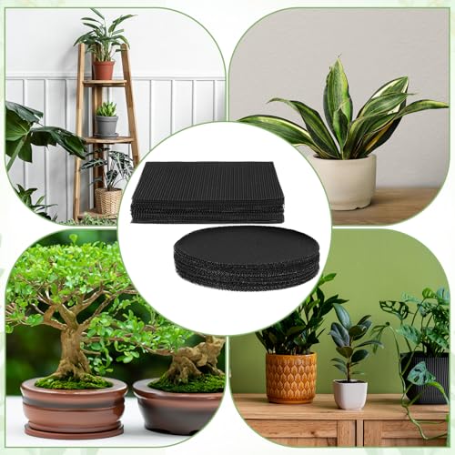 100 Pcs Bonsai Pot Meshs Pad, 4 inch Round&Square Flower Pot Hole Mesh | Drainage Mesh Hole Screens Durable Reusable Bonsai Bottom Grid Mat Gardening Essentials