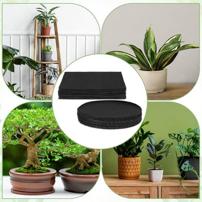 100 Pcs Bonsai Pot Meshs Pad, 4 inch Round&Square Flower Pot Hole Mesh | Drainage Mesh Hole Screens Durable Reusable Bonsai Bottom Grid Mat Gardening Essentials