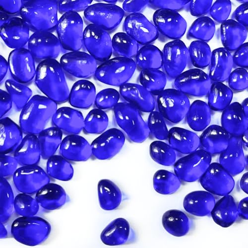 0.88LB Deep Blue Fish Tank Gravel Aquarium Glass Stones Sea Glass Pebbles Aquarium Gravel Rocks Fish Tank Rocks, Beads Pebbles Rock Sand Glass Gems Stones for Vase Filler Fish Turtle Tank Decoration - color: Dark Blue