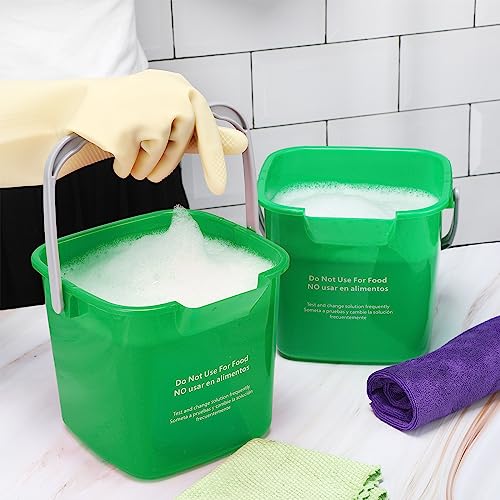 Roshtia 6 Pcs 3 Quart Sanitizing Cleaning Bucket Square, Green | Sanitation Bucket Samll Sanitizer Pails for Restaurant Commercial Kitchen Cleaning, Detergent Storage for Office School - color: Green
