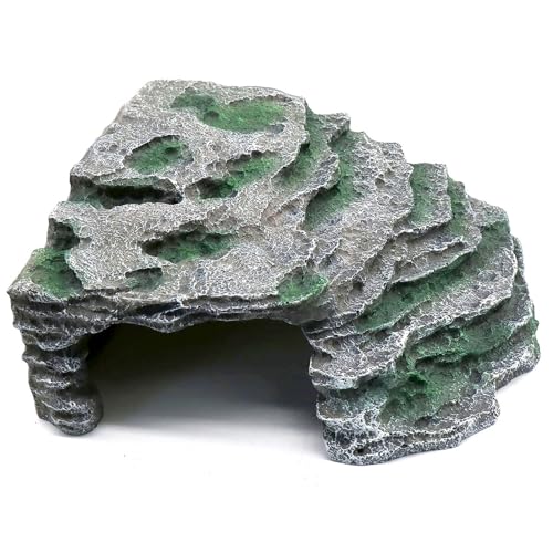 Large Reptile Hide Shale Scape Step Ledge, Reptile Cave Hideout, Bearded Dragons Accessories, Basking Rocks for Bearded Dragons (Large-B-11.8 * 9.8 * 5.3) - style: Large-B-11.8 * 9.8 * 5.3