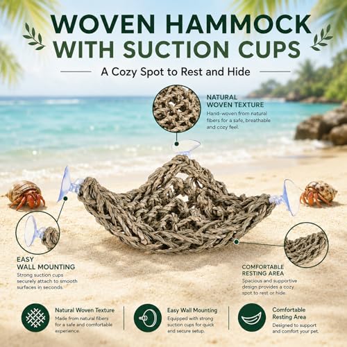 HERCCOCCI Hermit Crab Accessories, Hermit Crab Toys Flexible Climbing Bridge Reptile Hammock Habitat Decor for Hermit Crabs Leopard Geckos Crested Tortoise Snake