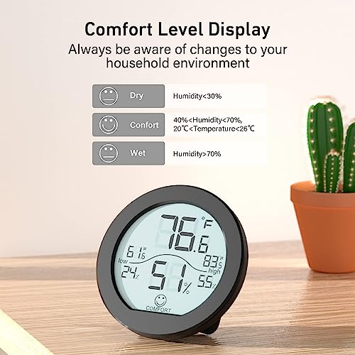 Indoor Digital Hygrometer Thermometer for Room Temperature Humidity Meter | SECRUI Thermometer Accuracy Calibration LCD Temperature Sensor with Maximum and Minimum Records,3 Pack - color: Black, size: TH1 x3
