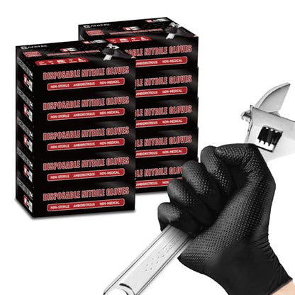 NEOTRIL 8 Mil Heavy Duty Disposable Nitrile Gloves with Diamond Texture Grip Rubber Gloves Latex & Powder Free - color: Box of 500 / Black, size: Medium