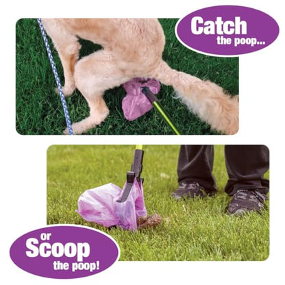 GoGo Stik, Catch-N-Go! Hybrid Catcher Scooper, Includes Strap on Roll Bag Dispenser with 10 Rolls Happy Dootie Bags. Clean, Quick, and Convenient.