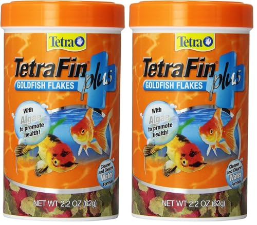 TetraFin Plus Goldfish Flakes 2.2 Ounces, Balanced Diet, with Algae to Promote Health,Oranges (Pack of 2) - size: 2.2 Ounce (Pack of 2)
