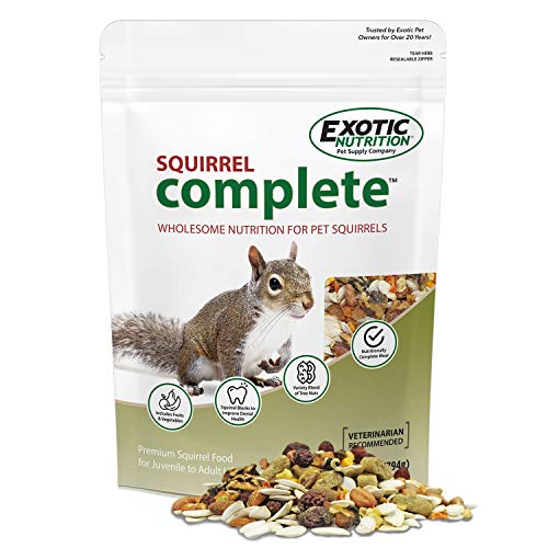 Exotic Nutrition Squirrel Food Starter Package - Includes Nutritionally Complete Diet, Natural Treats & Healthy Vitamin Supplements - for Grey Squirrels, Ground Squirrel, Chipmunks, Flying Squirrels