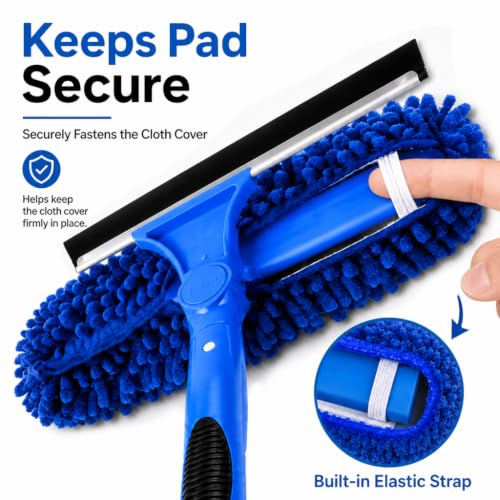 2-in-1 Window Cleaning Kit with Bucket, Extension Pole & Squeegee | 86-in pole, 3-gal bucket, reusable pads & rotating head for high windows, outdoor glass, mirrors, cars & solar panels