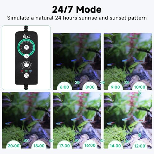 AQQA LED Aquarium Light, 24/7 & DIY Mode Full Spectrum Fish Tank Light | Adjustable Timer/Brightness, Extendable Bracket Aquarium Plant Light, Memory Function, IP68 Waterproof, for 24–32 Inch Tank - size: For 24-32 inch fish tank
