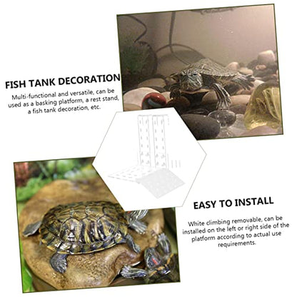 GALPADA Acrylic Turtle Basking Platform Wall Hooks Tortoise Floating Dock for Reptiles Climbing Ramp for Turtle Tanks - size: 17.5X15.5X12CM