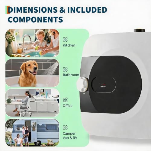 Takywep 2.6 Gallon Mini Tank Electric Water Heater, 120V, Compact Under Drain Basin Design, Energy Efficient Ideal for Kitchen, Bathroom, RV, Small Home (10L)