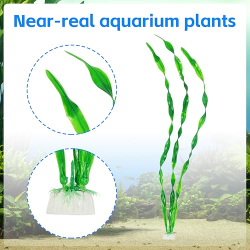 AQUANEAT Fish Tank Artificial Plants, Aquarium Plastic Seaweed Decorations, 23.5Inch Tall Fake Green Accessories, 10 Packs - size: 23.5inch