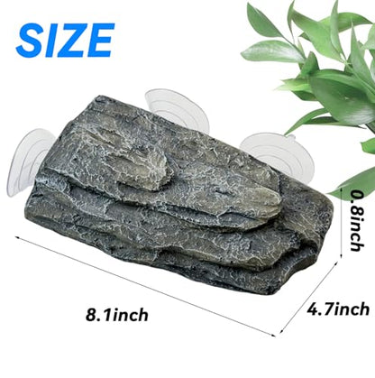 Turtle Floating Basking Platform Terrace Turtle Basking Platform with 3 Suction Cups Resin Turtles Basking Rock Float Resting Terrace for Frogs (Grey) - color: 【Grey】