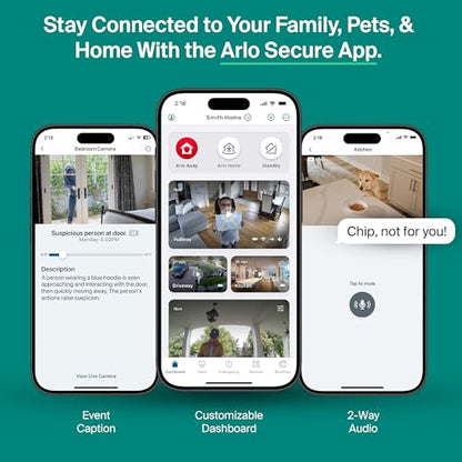 Arlo Essential Indoor Pan Tilt Zoom Security Camera 2K - 1-Cam + 6 Mo Plan | 360° pan & 180° tilt; 2K pet camera; Auto motion tracking; Animal detection; Animated preview; 6-mo Secure plan incl. - size: 1 Camera - White, style: 6 Months Secure Plan