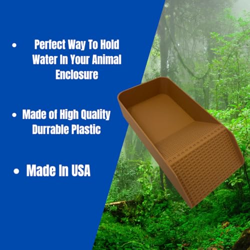 Hermit Crab, Lizard, Turtle, Amphibian XL Watering Pool | Platform Pool Accessory with Access Ramp for Pet Habitats | 9.75" x 5" | Made in USA (X-Large) (Fresh Only, Tan) - color: Fresh Only, Tan