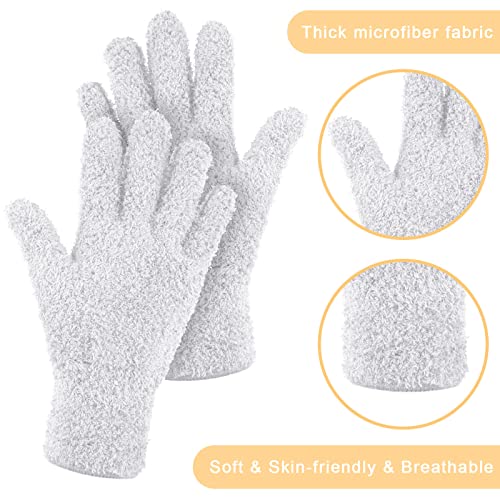 4 Pairs Microfiber Dusting Gloves Washable Reusable Cleaning Gloves Mittens for Plants House Cleaning Car Blinds - color: Green, Water Blue, Pink, White, size: Medium