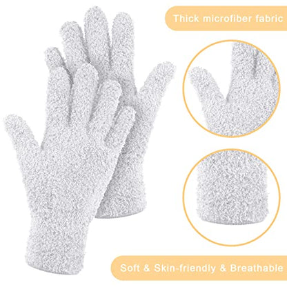 4 Pairs Microfiber Dusting Gloves Washable Reusable Cleaning Gloves Mittens for Plants House Cleaning Car Blinds - color: Green, Water Blue, Pink, White, size: Medium