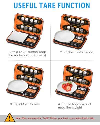 AMIR Digital Pocket Scale, 500g x 0.01g Gram Scale, LCD Display | Digital Food Scale with Tare Function, High precision, 6 Unit Conversion for Food, Jewelry, Coins, Coffee