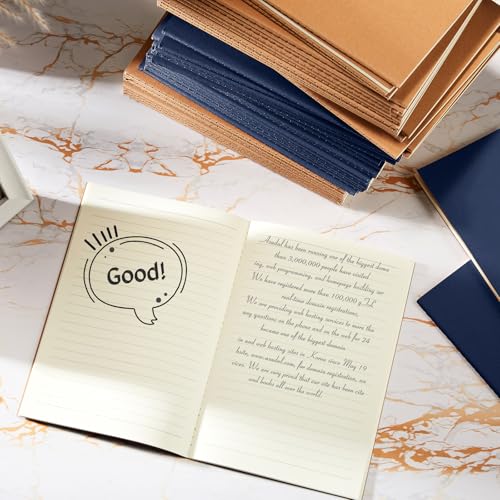 100 Pcs Journals Notebooks Bulk - Kraft Softcover A5 Small Notebooks 5.5 Inch x 8.3 Inch Notepads with 60 Page 30 Sheet for Writing Sketch Travel Office Supplies(Brown, Navy,Lined) - color: Brown, Navy, style: Lined