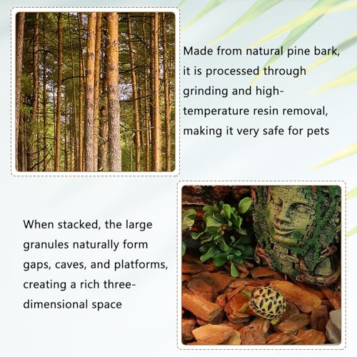 Hamiledyi Reptile Bark Bedding Tortoise Habitat Bedding Natural Wood Chips Terrarium Substrate Bearded Dragon Tank Accessories for Snake Box Turtle Gecko Hermit Crabs Pack of 2 (Large) - size: 2 Pcs-Large Reptile Bark Bedding