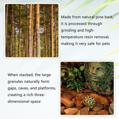 Hamiledyi Reptile Bark Bedding Tortoise Habitat Bedding Natural Wood Chips Terrarium Substrate Bearded Dragon Tank Accessories for Snake Box Turtle Gecko Hermit Crabs Pack of 2 (Large) - size: 2 Pcs-Large Reptile Bark Bedding