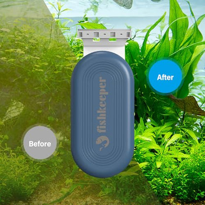 fishkeeper Aquarium Glass Cleaner, Double Side Algae Scraper with 2 Blades | Magnetic Aquarium Glass Cleaner with Self Floating, Glass Scrubber Brush for 0.2-0.7 Inch Thick Thick Glass & Acrylic Tanks