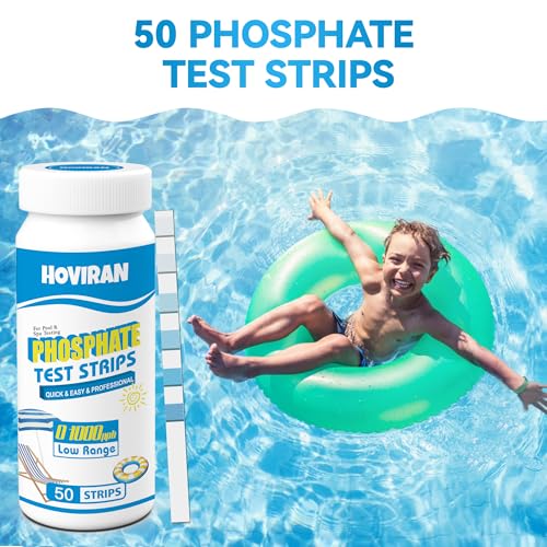 Phosphate Test Kit, Pool Phosphate Test Kit, 50 ct with Colorimetric Tube | Phosphate Test Strips for Hot Tub and Swimming Pool, Quick & Reliable Water Testing - color: White