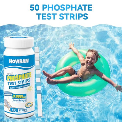 Phosphate Test Kit, Pool Phosphate Test Kit, 50 ct with Colorimetric Tube | Phosphate Test Strips for Hot Tub and Swimming Pool, Quick & Reliable Water Testing - color: White