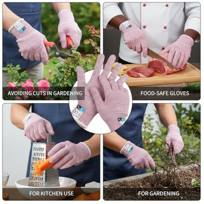 Level 5 Cut Resistant Gloves, Touch-Screen Protective Gloves,Food Grade Glove for Oyster Shucking, Meat Cutting, Knife Handling, Mandoline Slicing, Wood Carving (Pink, S) - color: Pink, size: Small