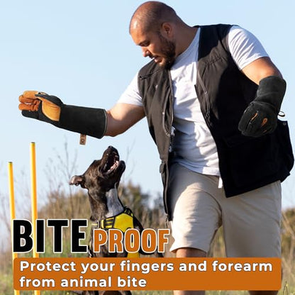 HANDLANDY HLDD Animal Handing Gloves- Bite Proof, Puncture & Scratch Resistant for Safe Handling - color: Black, size: 16-inches