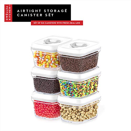 DWËLLZA KITCHEN Airtight Food Storage Containers with White Lids – 0.4L 6 Pc Clear Plastic Kitchen canisters Pantry Organization for Spices, Candy, Nuts, BPA-Free, Keeps Food Fresh & Dry - color: 05 - 0.4 liter (Set of 6)