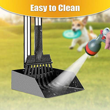 Pooper Scooper, Dog Pooper Scooper Long Handle Stainless Metal Tray and Rake for Medium Small Dogs Heavy Duty Pet Supplies to Use for Grass, Dirt or Gravel - size: 1. Rake + Tray