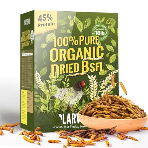 10LB Non-GMO Black Soldier Fly Larvae for Chickens 45% Protein High Calcium Chicken Feed Alternative to Mealworms, Dried BSF Larvae Chicken Treats for Laying Hens Ducks Birds Reptiles - size: 10 Pound (Pack of 1)