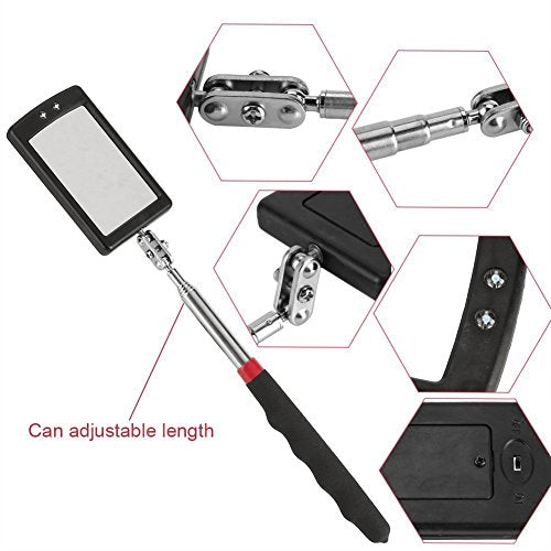 Telescoping Inspection Mirror Mechanics Mirror with 2 LED Lighted, Mirror on a Stick Handle Tool for Checking Observing Vehicle Small Parts,Present for Christmas, Birthday Everyday Carry (4 PCS) - style: 4 PCS