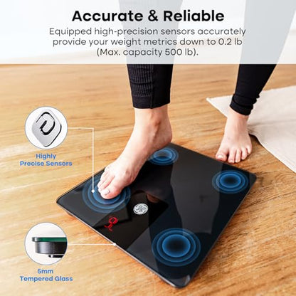 GE Bathroom Scale for Body Weight 500lbs, Digital Weight Scales Heavy Duty | High Capacity Body Measuring Device, High Accurate, Black, BMI - color: Black