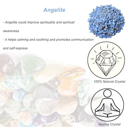 Erliway 7-9mm Angelite Healing Crystal Chips for Crafts, 100g | Natural Crushed Crystal Stones Tumbled Chips for Vase Filler Aquarium Gravel, Meditation Chakra Balancing, Candle DIY Making - color: Angelite