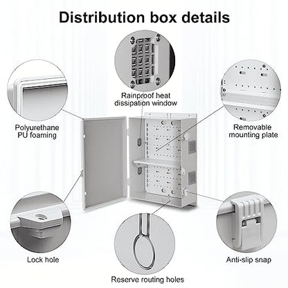 Namunanee Outdoor Electrical Junction Box, ABS Water Resistant Enclosure with Internal Mounting Panel & Hinged Cover, 16.1" H* 12.2" L* 5.9" W - size: 18.1"H x 12.6"L x 6.4"W & Standard