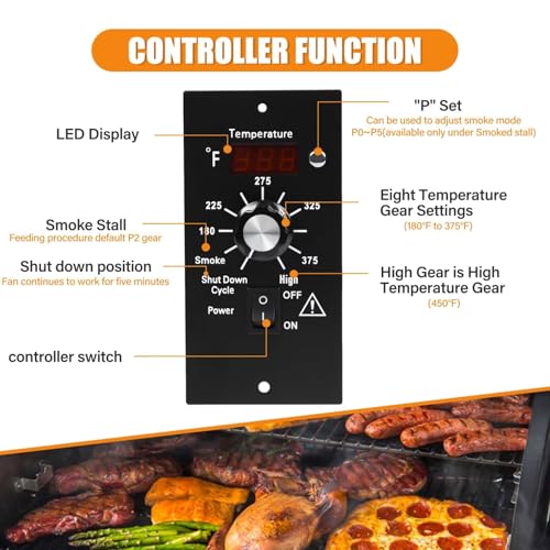 Digital Thermostat Control Panel Kit for Traeger Wood Pellet Grills, BAC236 Replacement Parts Digital Thermometer Pro Controller with 7" RTD Temperature Probe Sensor BAC194 Smoker Accessories - style: BAC236 Controller Kit