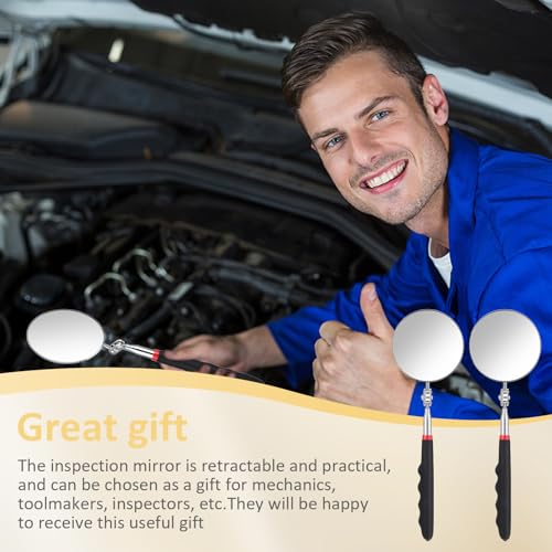Telescoping Inspection Mirror, 360 Rotation Flexible Inspection Mirror Circular Inspection Mirror with Retractable Handle Round Inspection Mirrors for Checking Vehicle Condition(Dia-3 Inch) - size: Dia-3 Inch