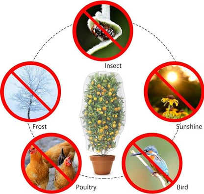 Alpurple 2 Pcs Insect Bird Barrier Netting Mesh with Drawstring- 4.9 x 3.2 Ft Garden Bug Netting Plant Cover- Fruit Tree Net for Protect Plant Fruits Citrus Flower from Insect Bird Eating | 4.9 x 3.2 Ft Garden Netting Pest Barrier, Fruit Tree Net for Prot