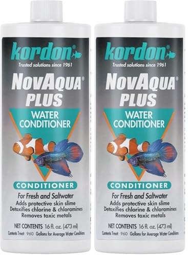 Kordon NOVAQUA Plus - Freshwater & Saltwater Aquarium Water Conditioner – Instantly Detoxifies Chlorine, Chloramines, & Heavy Metals, Replaces Fish Slime Coat, Reduces Fish Stress, 16 Ounces - size: 16 Ounce (Pack of 2)